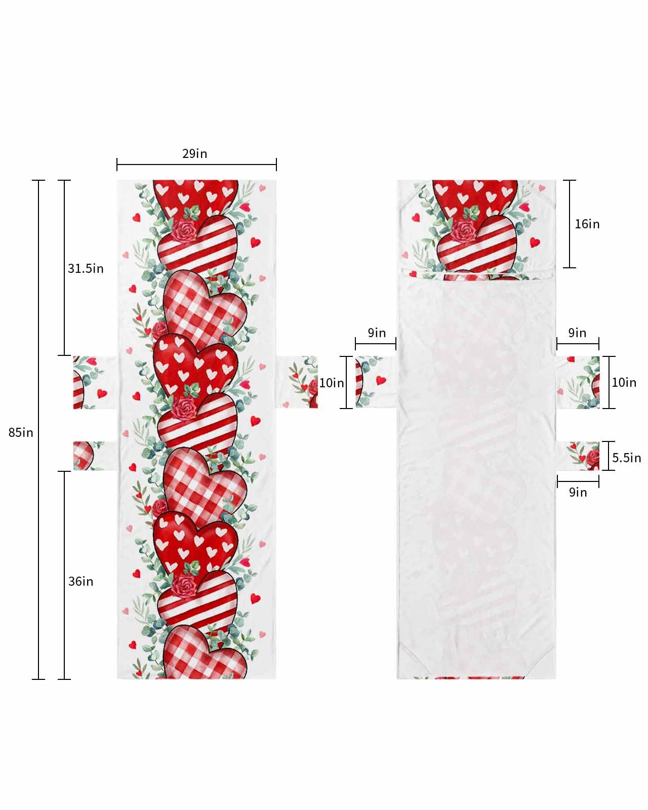 Red Love Heart Valentine Beach Lounge Chair Towel Cover, Soft Chaise Lounge Towel with Side Pockets Patio Pool Chairs Cover for Beach/Pool Sunbathing 29x85 Eucalyptus Leaves Botanical