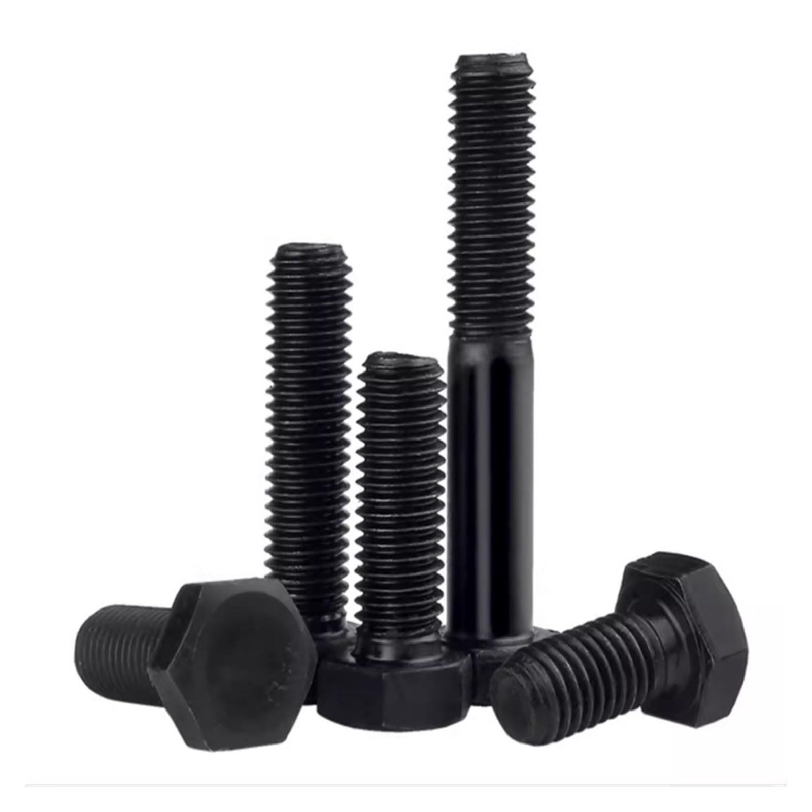 vis à tête en T Vis à tête hexagonale en acier au carbone, filetage complet et partiel, 1 pièce, M18, M20, M22, M27, boulons hexagonaux externes noirs(M20x160 1PCS)