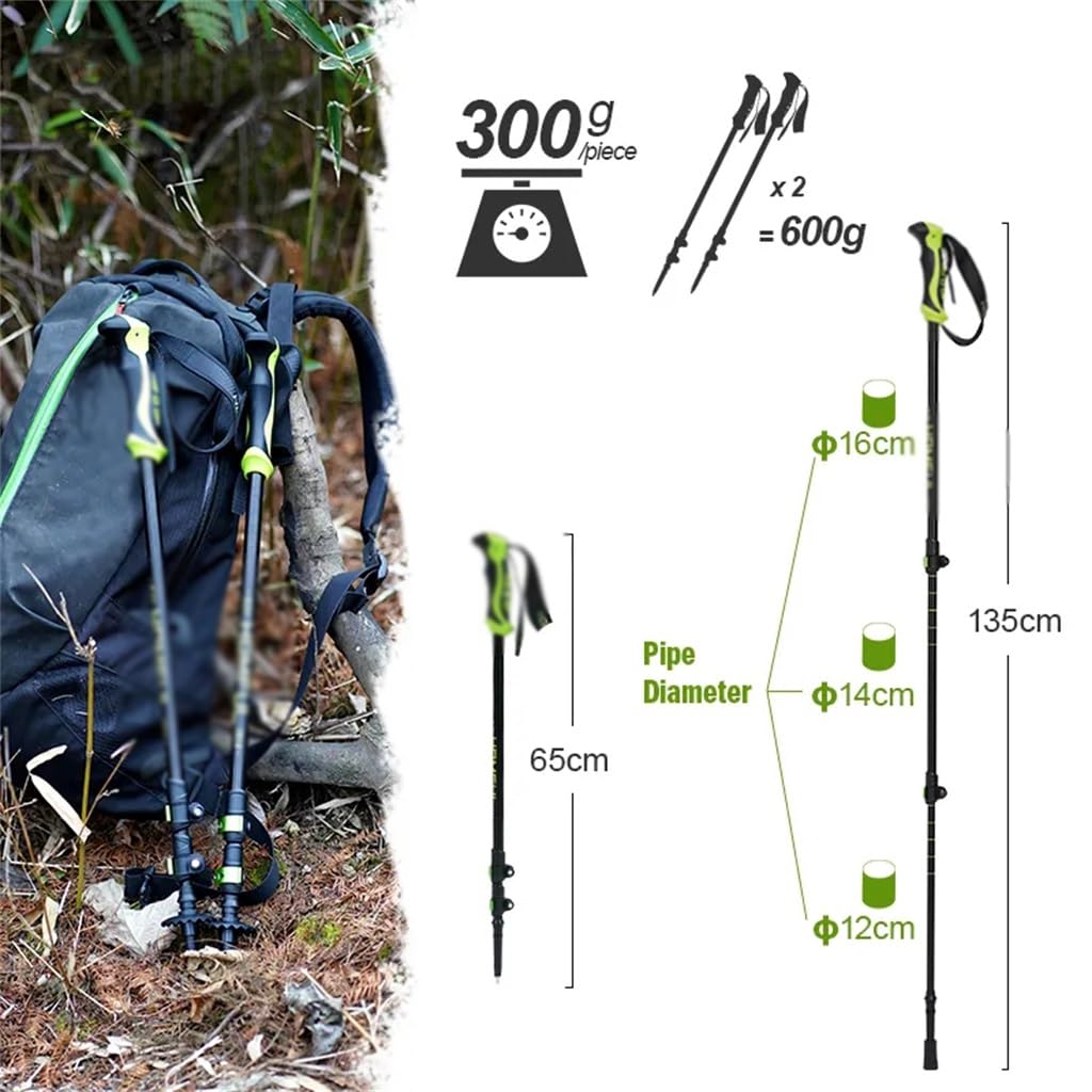 Bâtons de randonnée télescopiques Nordiques Bâtons de Marche Alpenstock Aluminium Ultralight Réglable avec Quick
