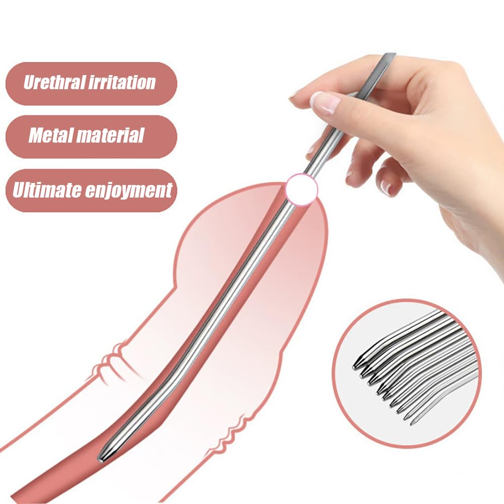Edelstahl Dilator Harnröhre Set 9 Größen Mann Penis Plug Harnröhrensonden Sounding Prinzenzepter Prostata Stimulator Harnröhre Masturbation für Anfänger und Profis Sextoy