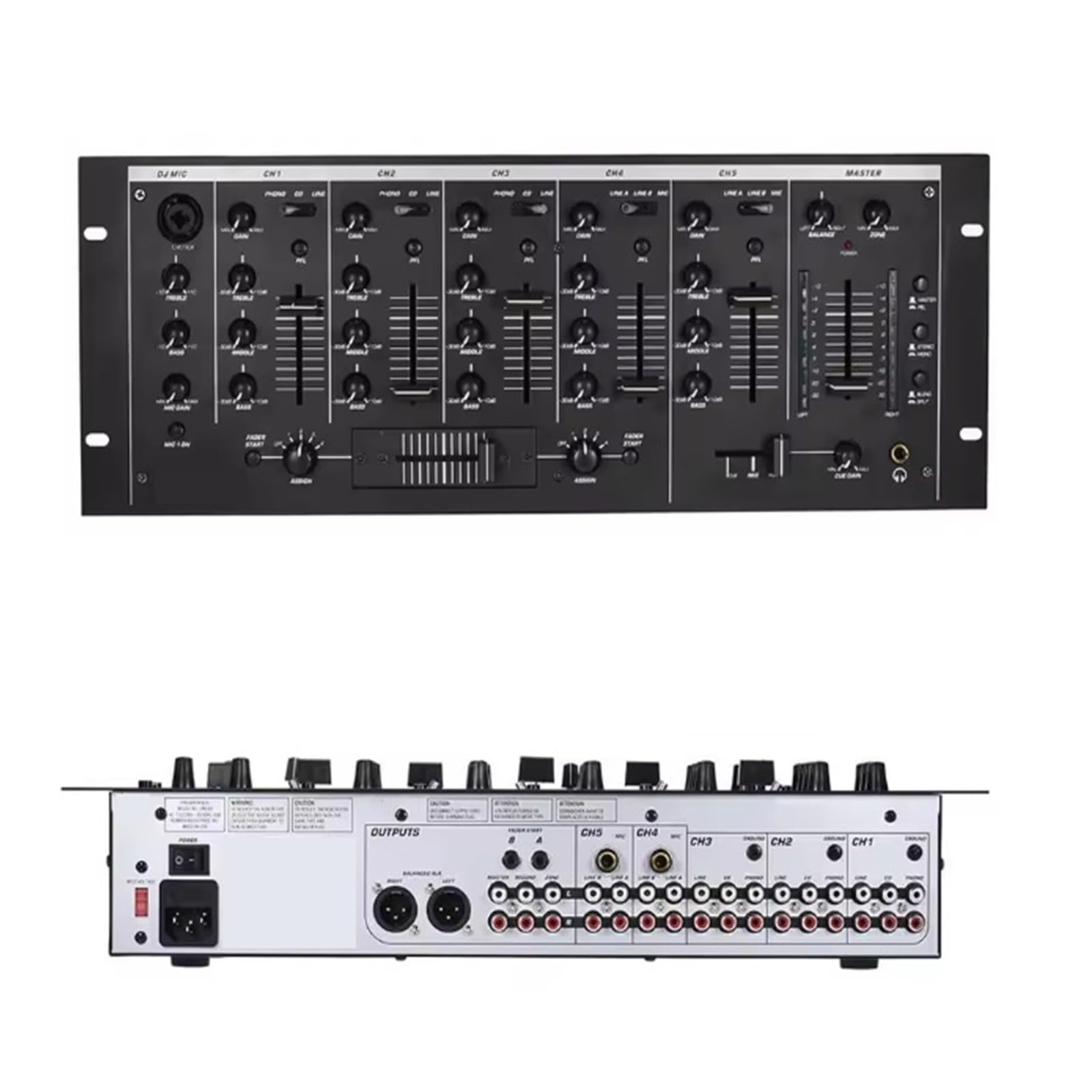 Mezclador de sonido profesional con amplificador, ecualizador de sonido integrado, consola de mezclas, equipo de DJ