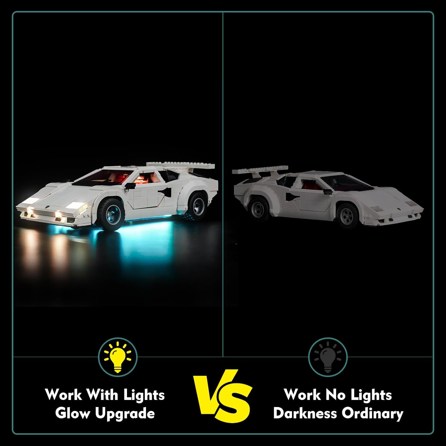 LED Light Kit Compatible with Lego Lamborghini Countach 5000 Quattrovalvole - No Models Only Light, Creative Lighting Set Accessories Compatible with Lego 10337 Set (Standard Version)