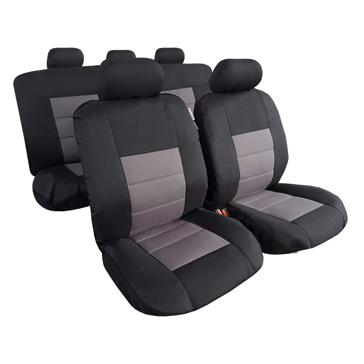 Canvas Seat Covers Waterproof for Cars Trucks SUV, Heavy Duty Black Gray Oxford Full Set, Split Rear Bench Airbag Compatible