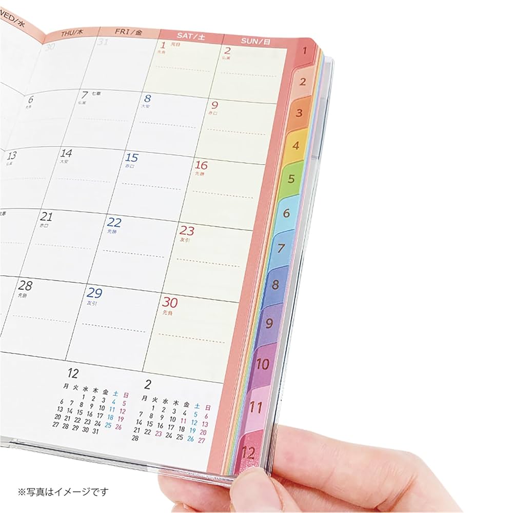 Amazon.co.jp: クツワ 手帳 カラーインデックス手帳 2025年