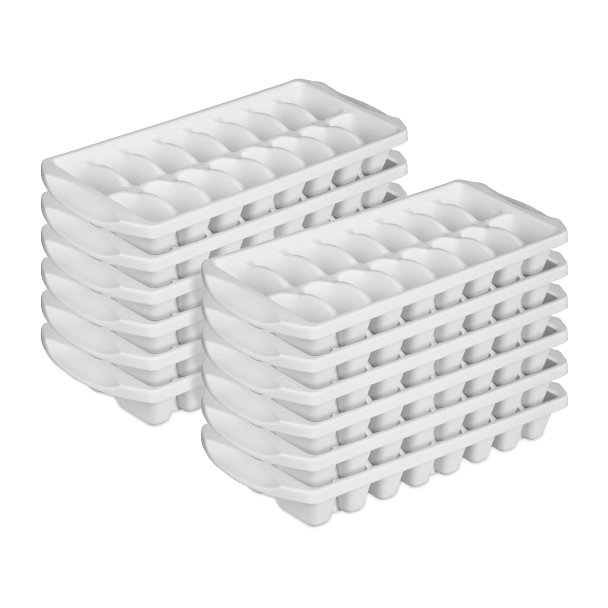 Sterilite Stacking Ice Cube Tray, Save Space and Stack Trays in Freezer - White, 12-Pack
