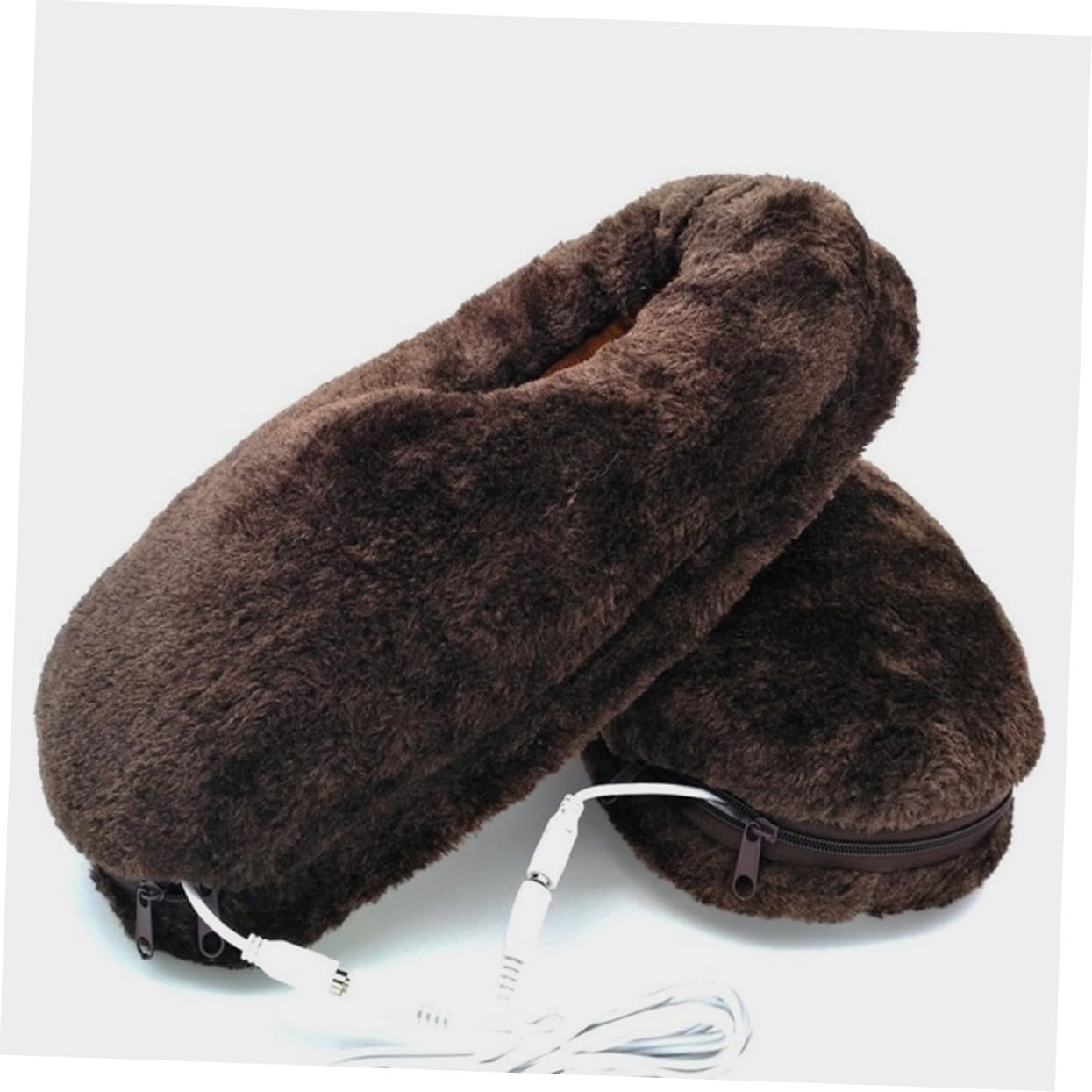 Scarpe Riscaldanti Elettriche 1 Paio Marrone USB in Peluche per Casa | Riscaldamento Rapido e Tenuta Termica, Forma Grande, Stile Adorabile, per Dormitorio e Casa