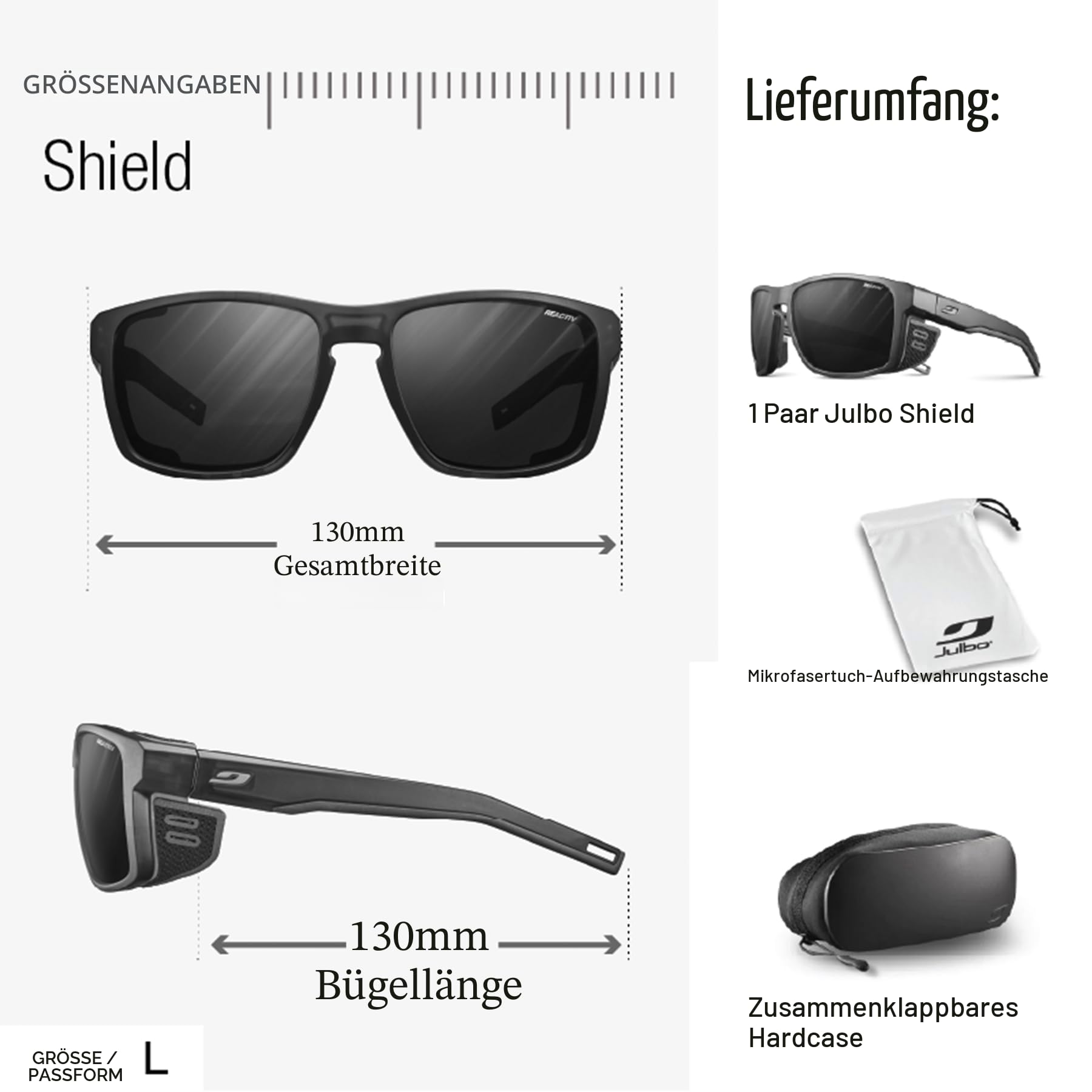 Julbo Damen und Herren Shield Sonnenbrille Bergsteigen, Wandern, Trekking, Segeln
