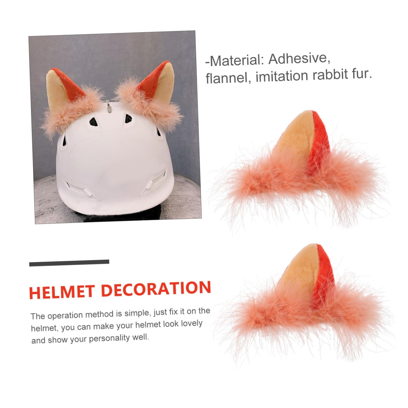SOLUSTRE 3paires Décoration De Casque De avec Oreilles De Renard Peluche Accessoire pour Casques De Vélo Et Scooter Facile à Installer Parfait pour De