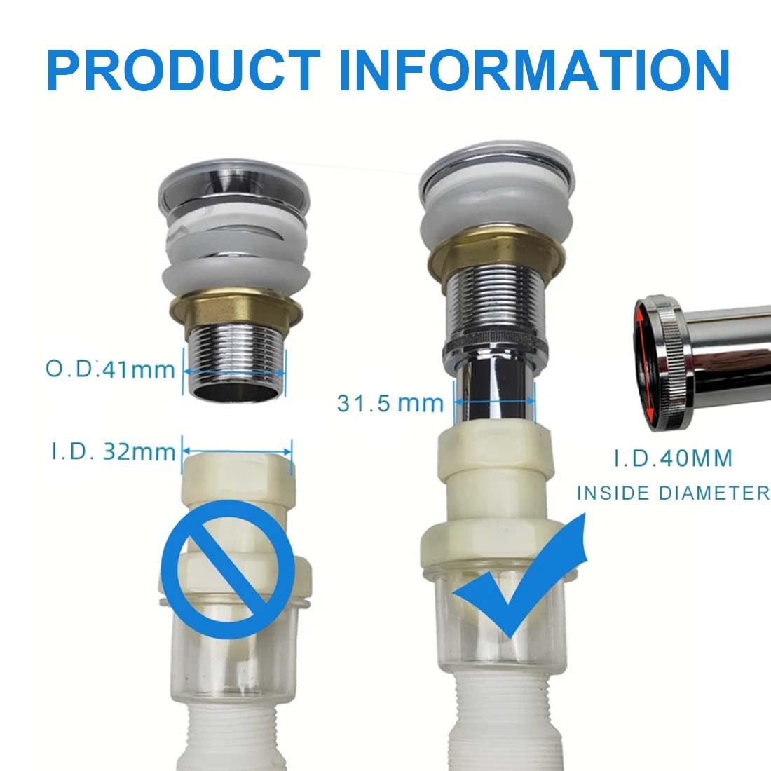GXGM Tubo Di Prolunga Per Scarico Lungo 300 Mm,Sifone Lavabo Bagno, Scarico Lavandino Bagno, Tubo Di Prolunga Per Scarico Cromato Per Scarico Del Lavabo (Dado, Rondella Di Tenuta In Gomma)