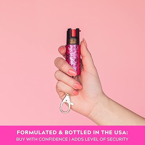 Miniatura 4 de Pepper Spray Maximum Strength Self Defense Keychain for Women, 12-Foot Spray Range & UV Dye - Glitter