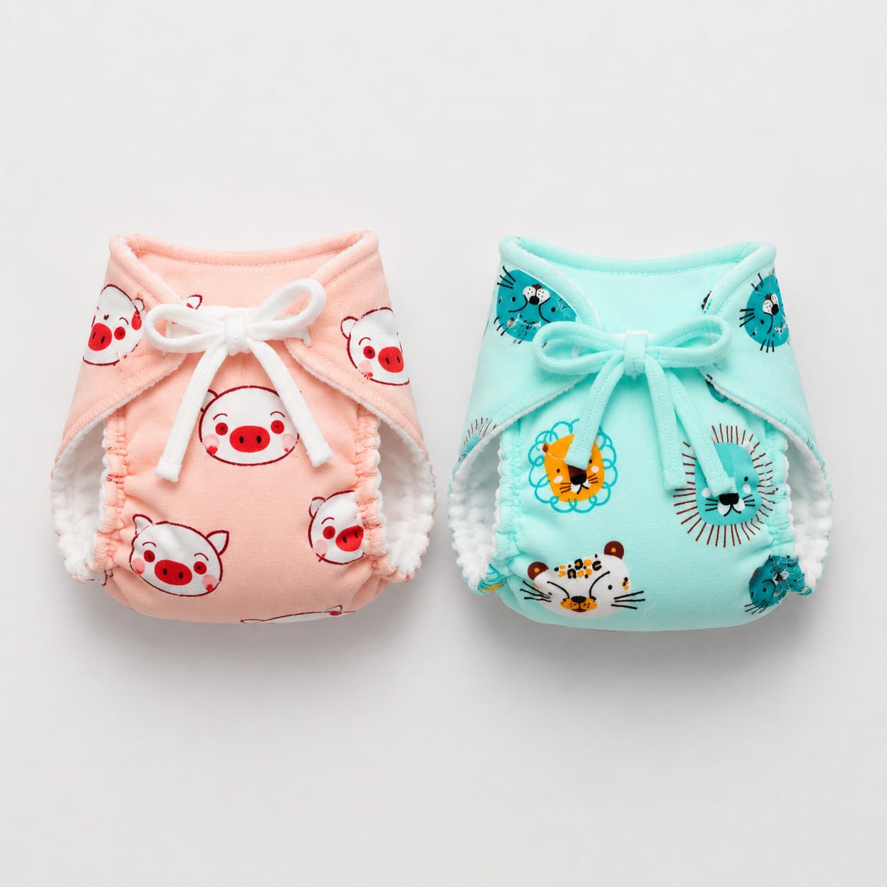 SNUGKINS Dry Feel Padded Langot/Nappies for New Born Baby 6-10 Months | 100% Pure Cotton Cloth Nappies | Washable & Reusable (Small, Pig & Lion - Pack of 2)-image-24