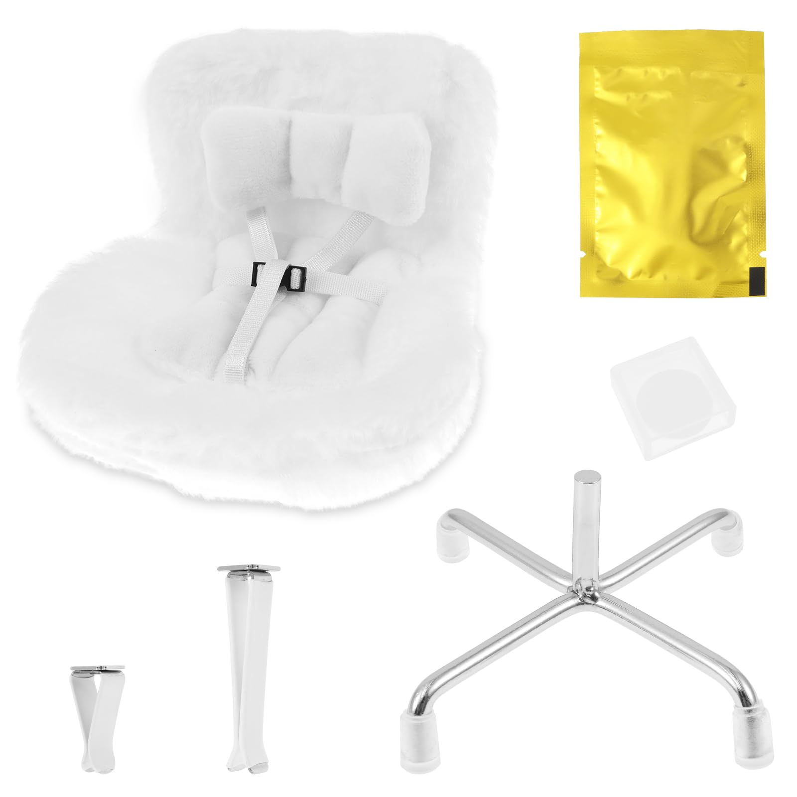 Car Dolls Safety Seat,Car Seat for Dolls with Soft Furry Cushion,Air Vent Clip and Desktop Stand,Cute and Functional Car Ornament for Fans and Doll Collectors Kids Adults Girls Women(White)