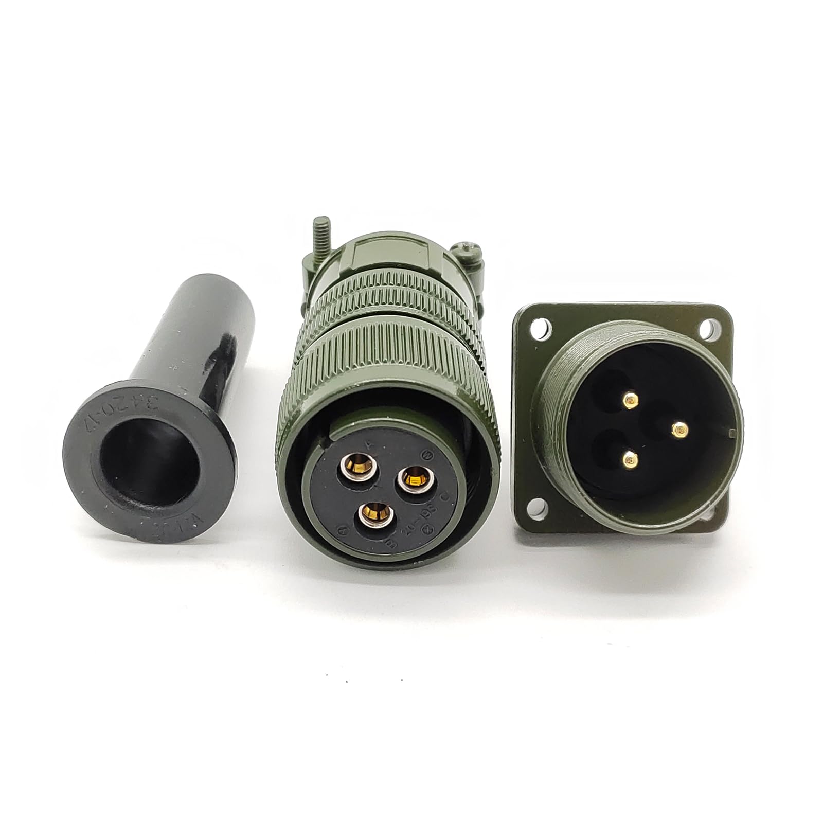 GXMRHWY Military Spec Connectors MS5015 Connector 3 Pin MS3102A20-19P Male Socket and MS3106A20-19S Female Plug Straight Size 20 Square Flange