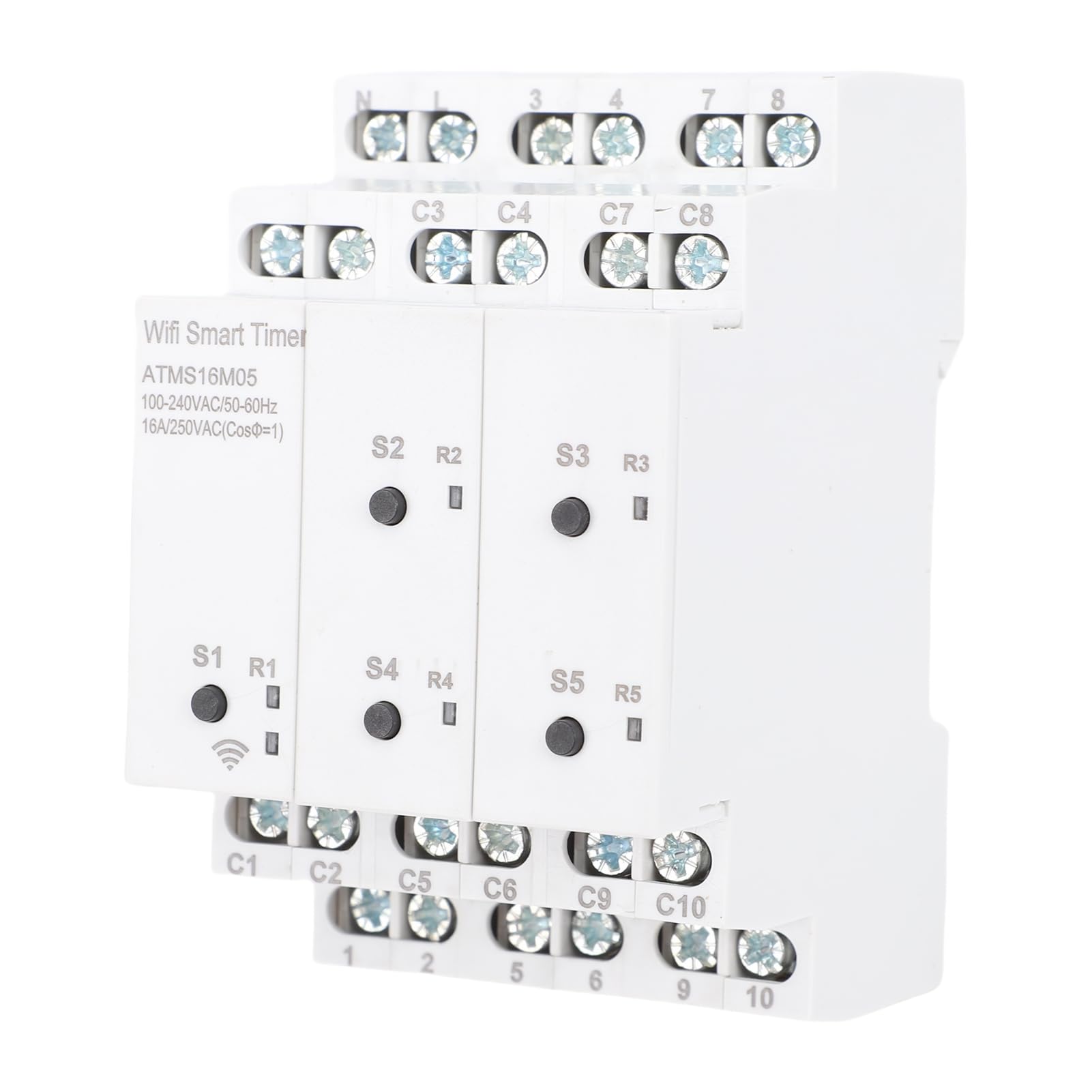Jeffergarden WiFi Smart Timer 5 Gang Programmable Switch with External Control and Bluetooth for Home Office Use with