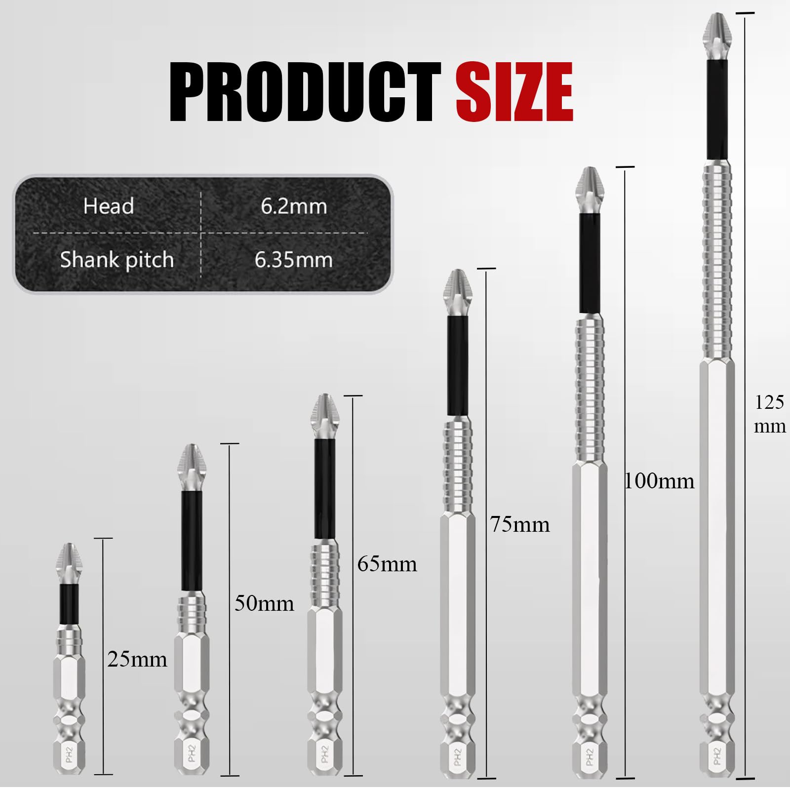 6 PCS High Magnetic Screwdriver Drill Bit Set, S2 Alloy Steel Bits with Chrome Plating for Electric Tools - Image 2