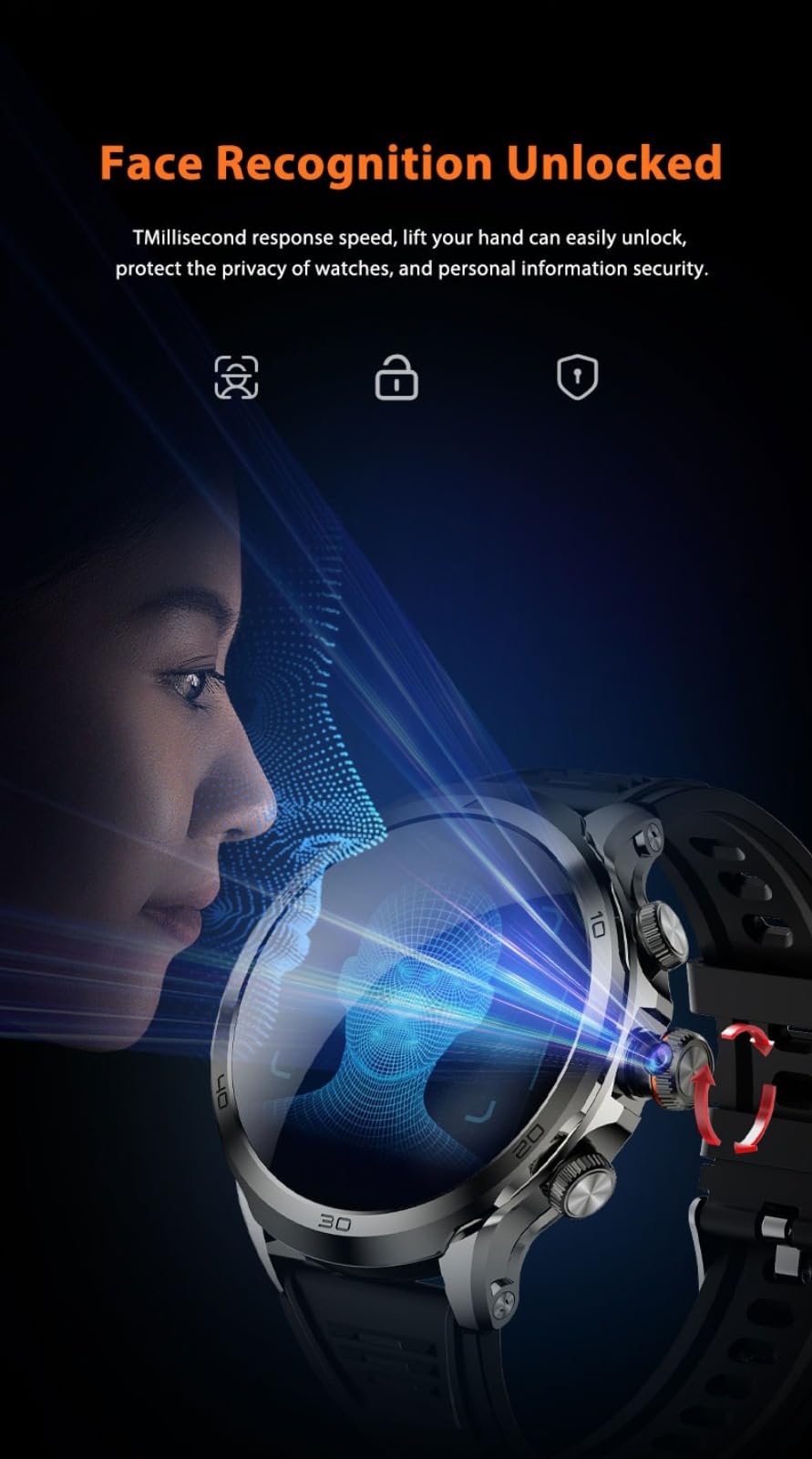 Reloj inteligente Android 4G, pantalla HD de 1.95 pulgadas, rastreador de fitness, monitor de frecuencia cardíaca, NFC, impermeable IP67