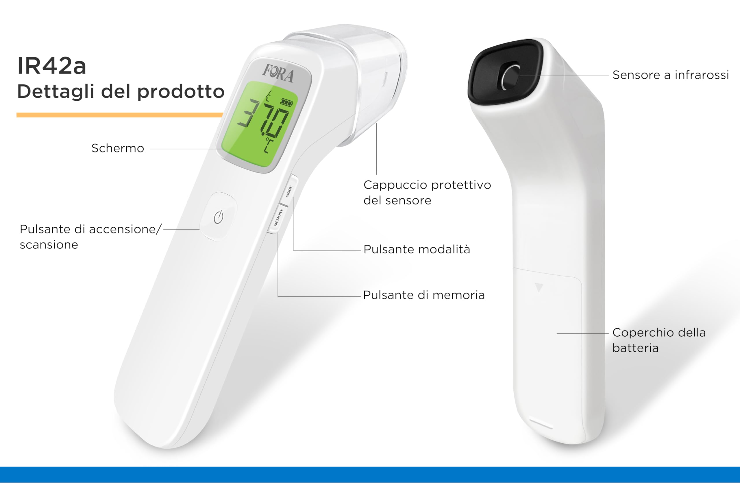 Fora IR42 - Termometro multifunzione senza contatto - misurazione temperatura fronte e oggetti