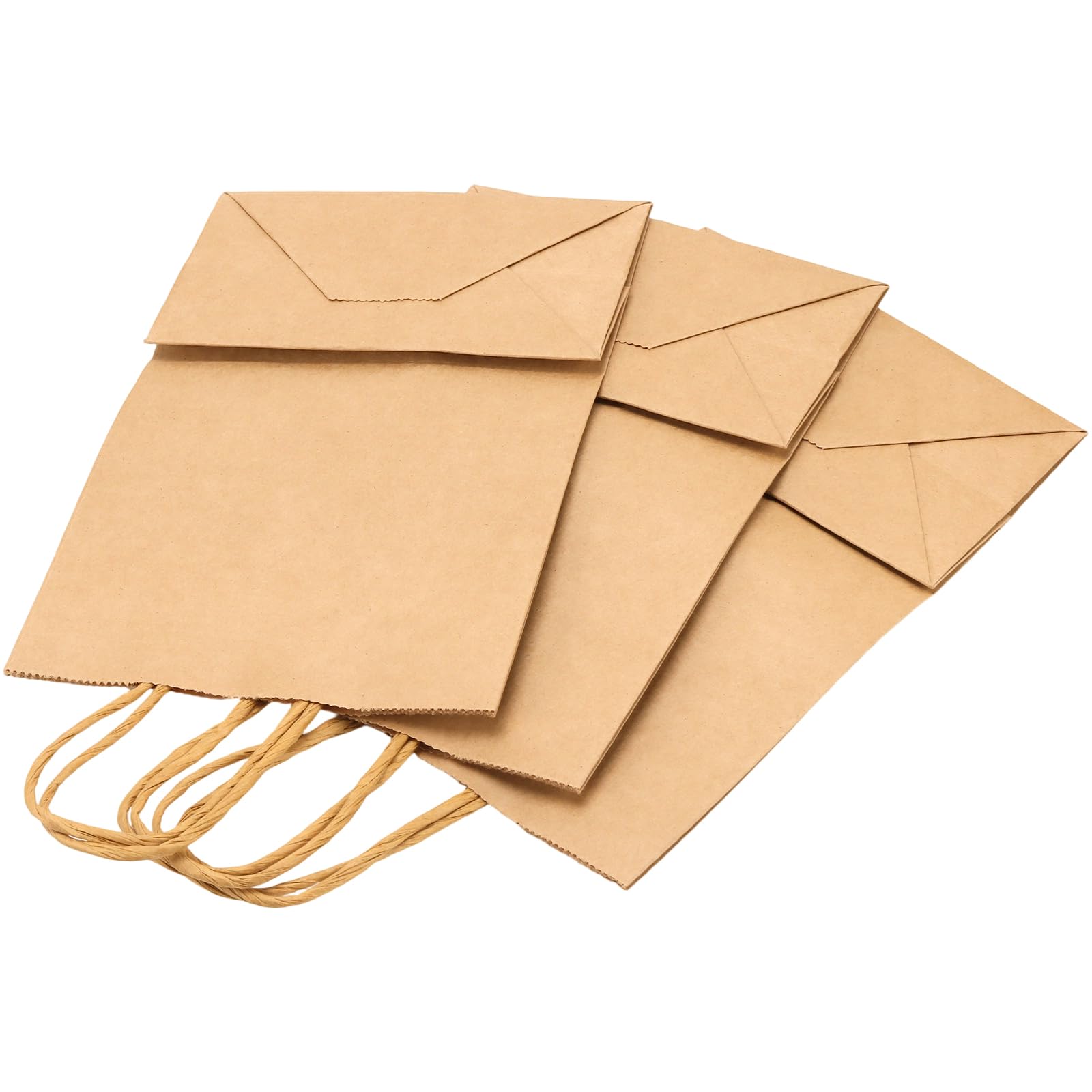 SENJEOK 100 Stück Kleine Papiertüten mit Henkel Braune 15x8x21cm