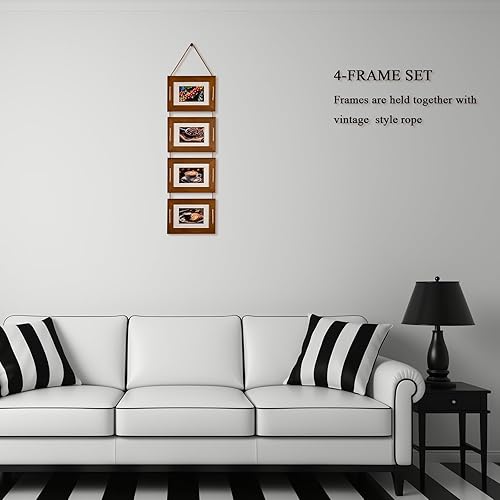 Miniatura 9 de DLQuarts Marcos de fotos colgantes de 5 x 7 pulgadas, decoración de pared, juego de marcos de fotos de 4 aperturas, 3.5 x 5 con paspartú o 5 x 7 sin