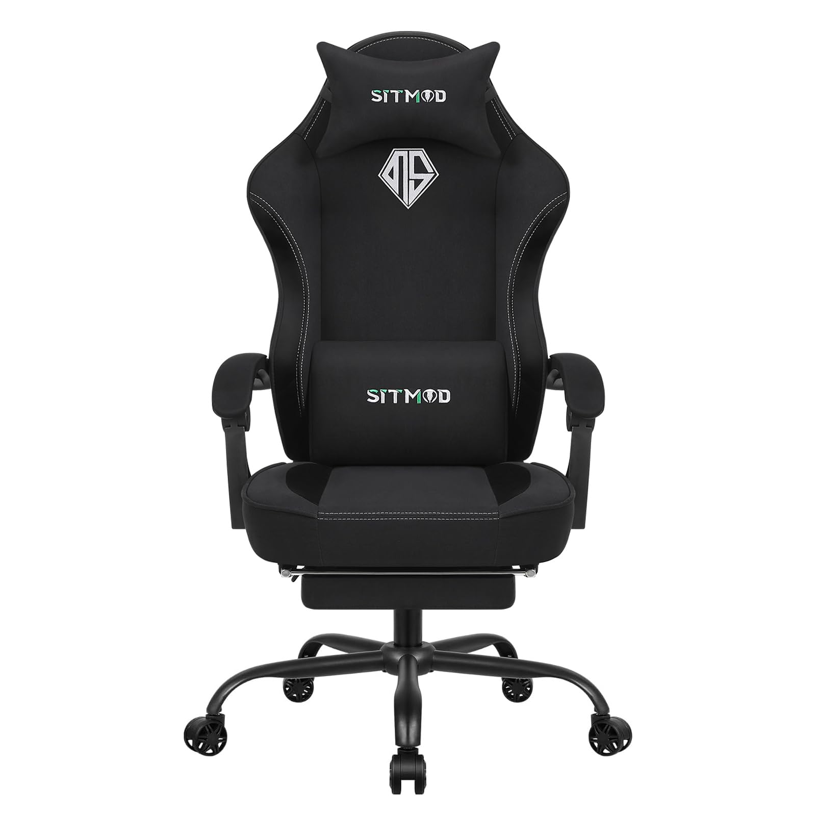 Gaming Chair, Reclining Gaming Chairs for Adults with Footrest, Ergonomic High Back Office Computer Chair, Adjustable Linkage Armrests, Lumbar Support and Headrest,Fabric Comfy Desk Chair Silla Gaming