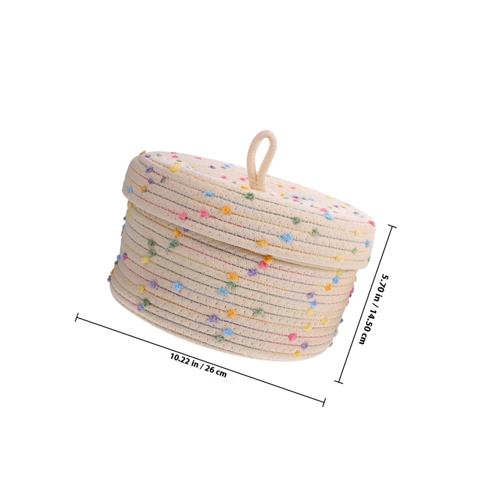 SHERCHPRY Set 2 Cesti Portaoggetti in Corda di Cotone Design Semplice Coperchio, Contenitori Multifunzionali per Giocattoli e Snack per Camera da Letto