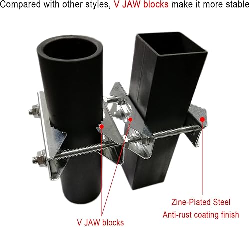 Miniatura 9 de Paquete de 2 abrazaderas de mástil de antena doble en V, pernos de 5.5 pulgadas y 3 opciones de configuración, kit de montaje de poste a poste