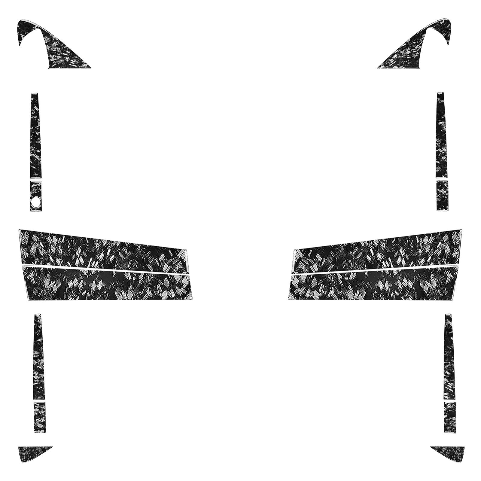 Real Bright Black Forged Carbon Fiber Car Outer A B Pillar Post Door Pull Handle Switch Decoration Kit