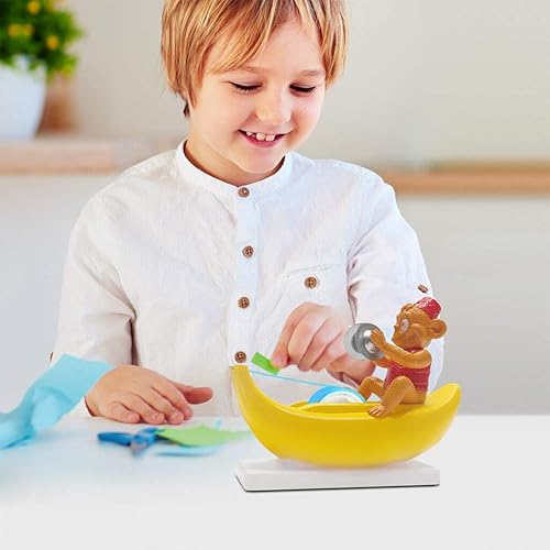 Miniatura 5 de Amazeko Dispensador de cinta de mono aplaudiendo con platillos, divertida decoración de escritorio de animales, 1 pulgada de núcleo, plátano con