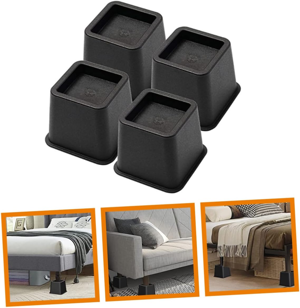 GLEAVI 4pcs Height Adjustable Furniture Risers for Beds Sofas and Tables 3-Inch Square Bed Riser Pads Heavy Duty Plastic Anti-Slip Design for Elevating Furniture in Living Room or Bedroom