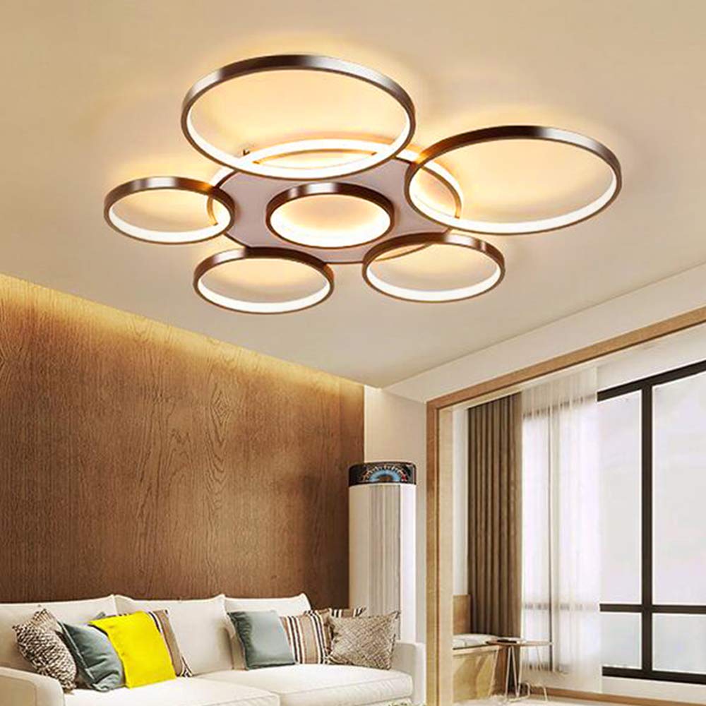 LED Ceiling Light Living Room Metal Lighting Dimmable With Remote Control Ring Ceiling Light Acrylic Pendant Light For Bedroom Study Children's Room Eye Protection Chandelier,White,6 Ringe - View #5
