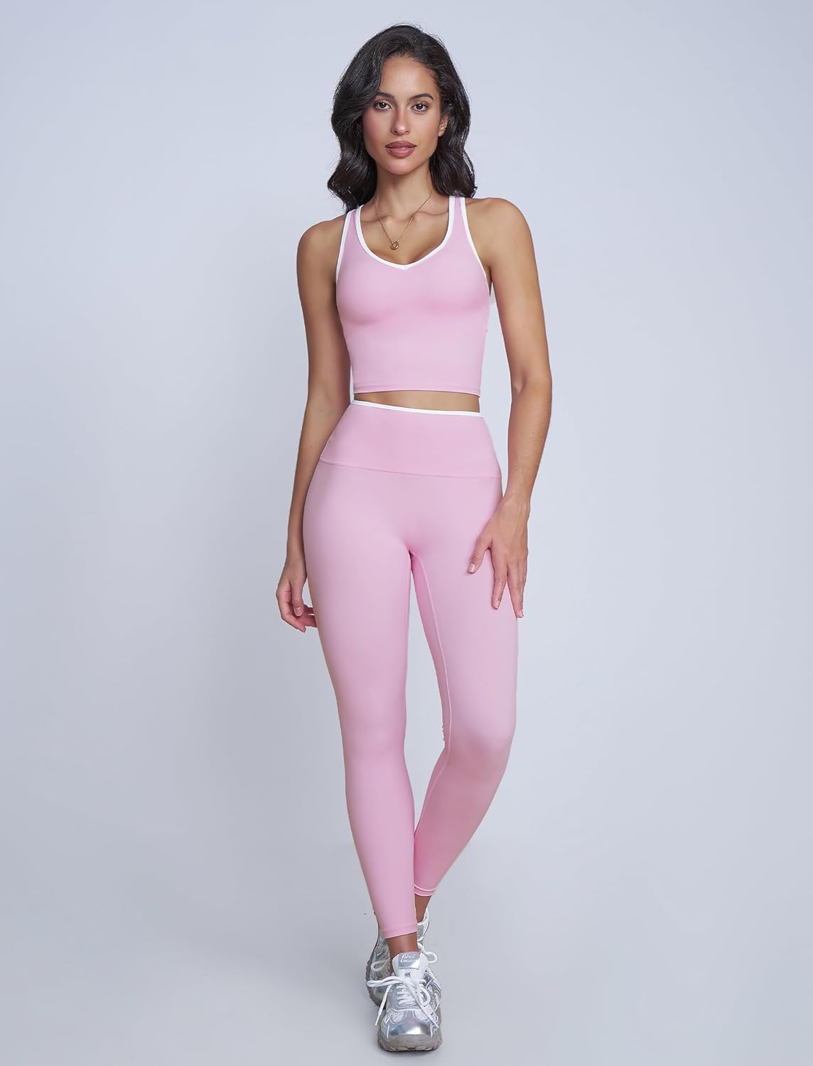 ABOCIW Womens Color Block Workout Sets Racerback Tank Top High Waist Leggings Gym Set Yoga Pilates Outfits