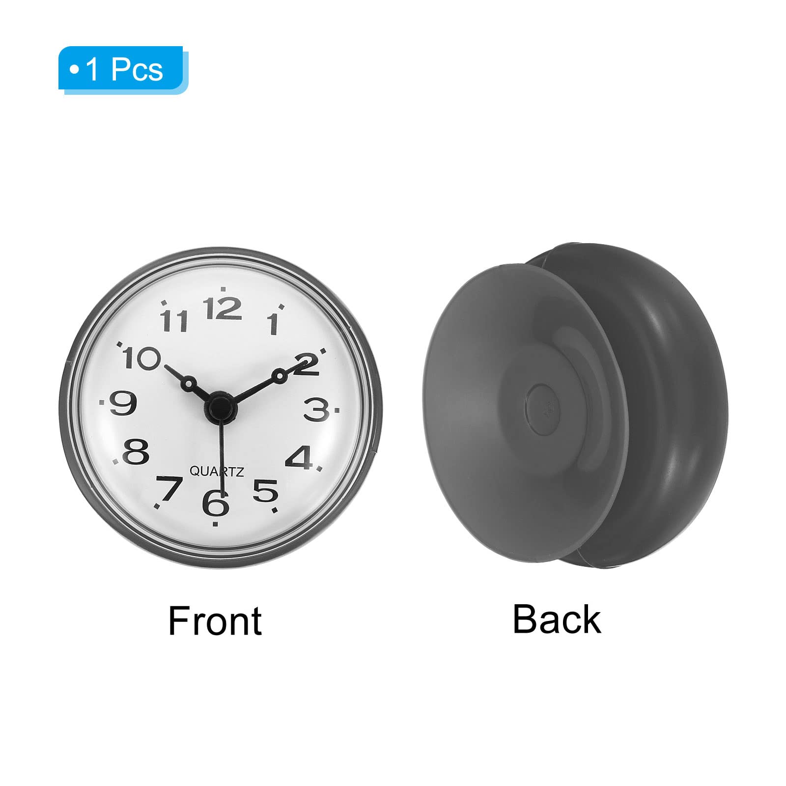 PATIKIL wasserdicht Badzimmer Uhr Mini runde Wanduhr mit Saugnapf für Dusche Küche Haus Büro Dekoration dunkelgrau