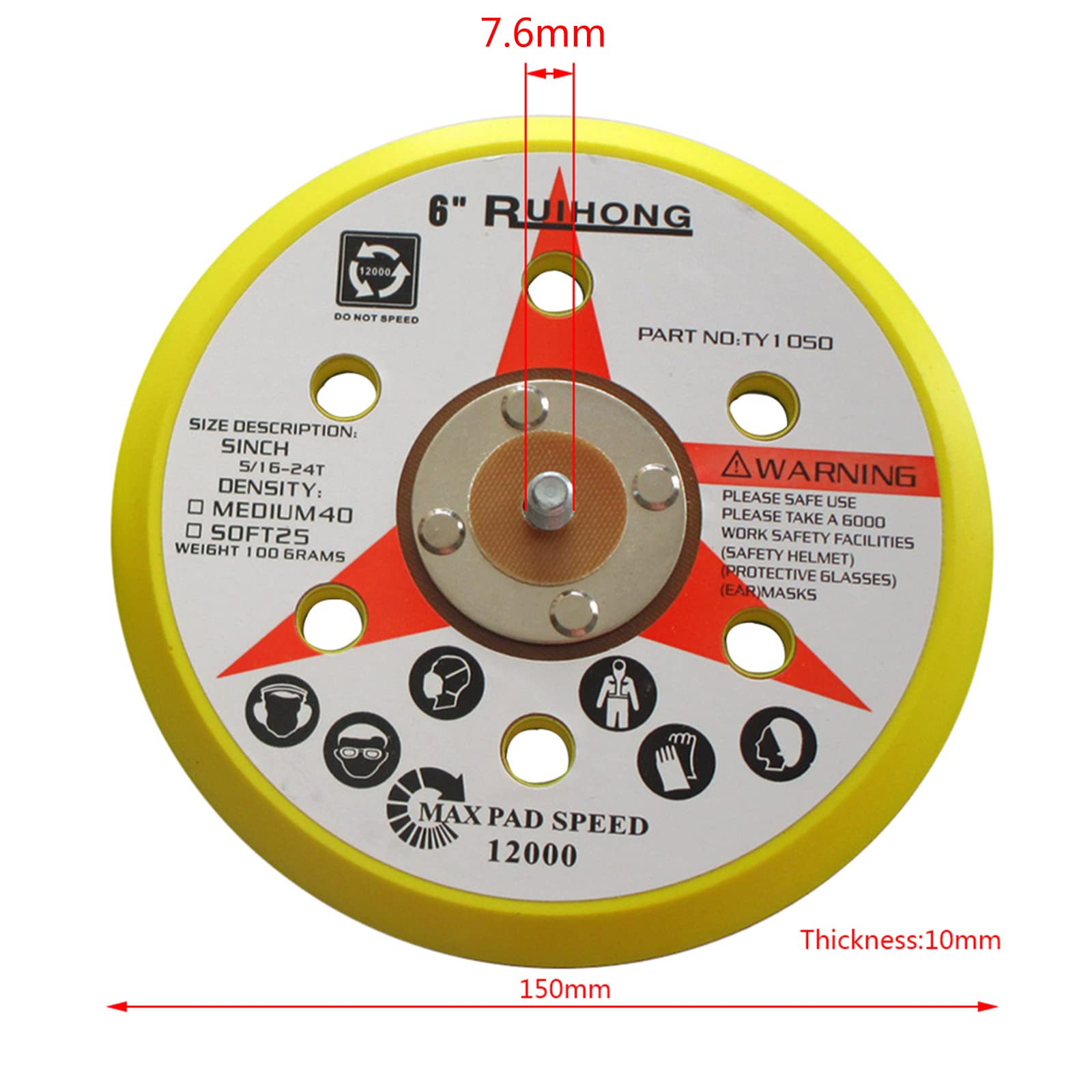 6 Holes Backup Sanding Pad Sanding Disc Backing Pad for/Scratch Removal Thread Lightweight