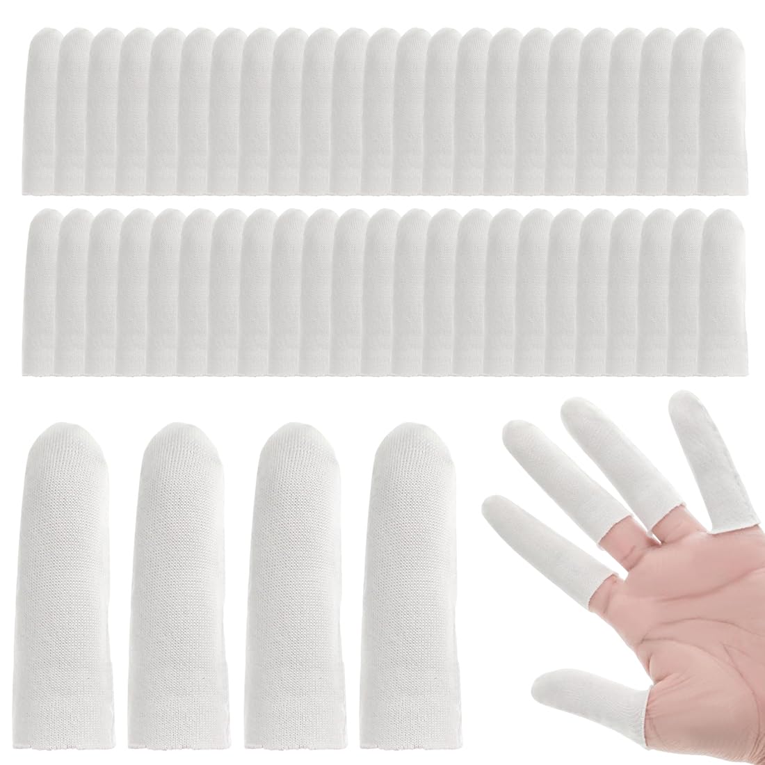 WeddHuis Lot de 50 Doigtiers Protège Doigt en Coton – Protection Doigt Main Respirante pour Pouce et Doigts, Idéal pour Eczéma des Mains et Arthrite