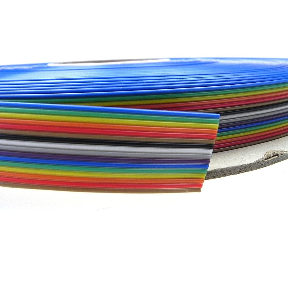 Davitu Wiring Harness - 1M 5M 10M 20M meter 16P 1.0MM Pitch IDC Flat Ribbon Wire Rainbow Cable - (Color: Rainbow, Length: 10m)