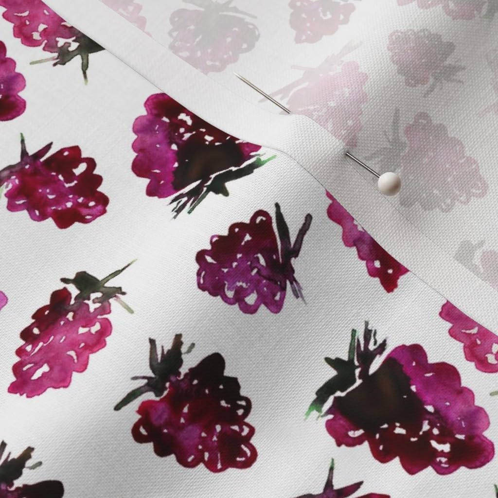 Spoonflower Fabric - Watercolor BlackBerry Berry Fruit Summer Food Printed on Petal Signature Cotton Fabric by The Yard - Sewing Quilting Apparel Crafts Decor