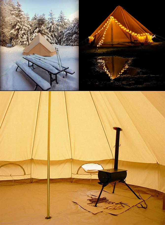 Carpa de lona impermeable para camping familiar grande 4 estaciones miniatura 7