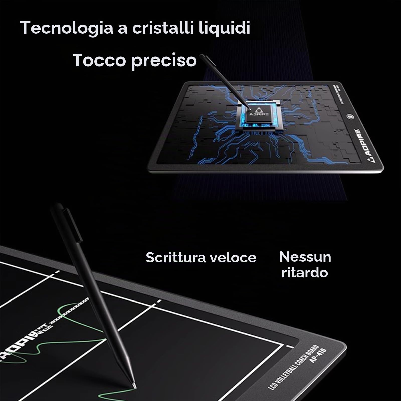 15 Pollici Lavagna Elettronica per Allenatori, Elettronica Lavagna Tattica per Allenatore di Pallavolo, Portablocco per Istruttore, Lavagnetta Strategie