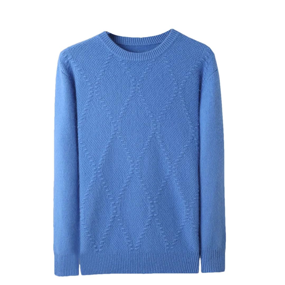 Suéter de invierno para hombre, 100% cachemira, cuello redondo, grueso, trenzado, suelto, talla grande