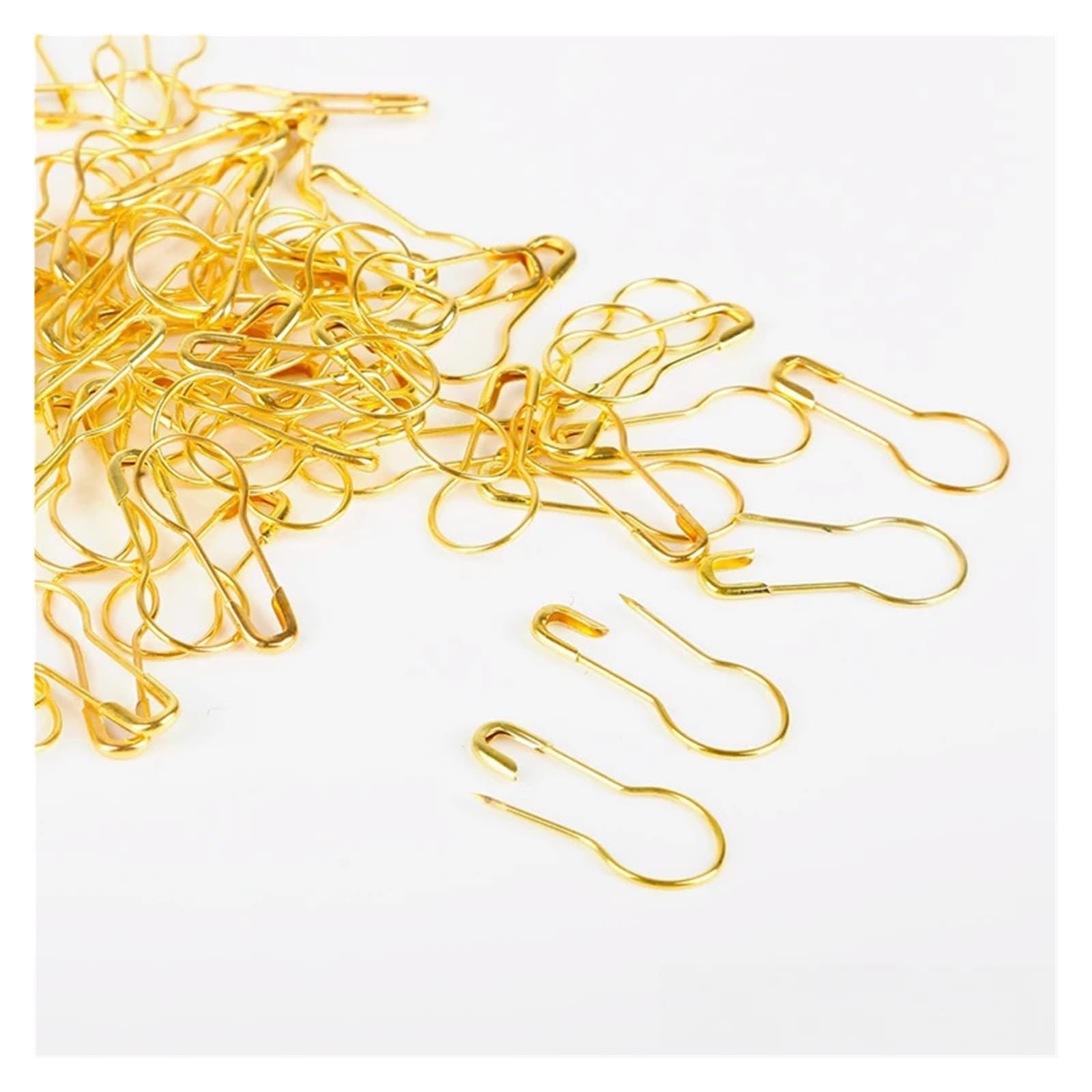 Safety Pins, 100 Pcs Multicolor Metal Safety Bulb Pins Calabash Crochet Markers For Knitting Sewing(Golden 100pcs)