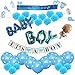 Boy BabyShower Decorations for kit pennant Banner Tissue Paper games gifts favors thank you card Tassels Gold Foil Hanging Party Supplies parents moms crown cupcakes flowers first baby mother fan