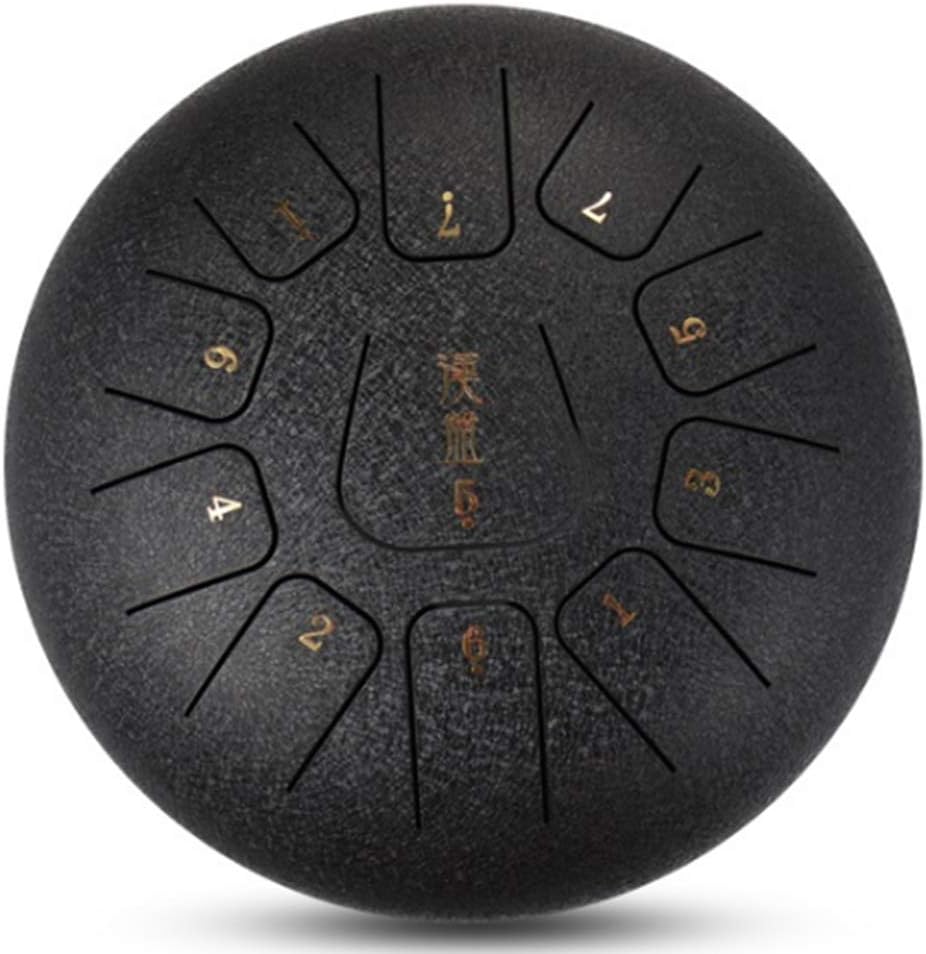 Wsaman Hue Percussion Instrument, 11 Notes 12 inches Steel Tongue Drum Tank Drum Lotus Pan Drum Hand Drum Tank Drum with Mallets for Personal Meditation/Yoga/Zen/Concert, Handpan Drum,6