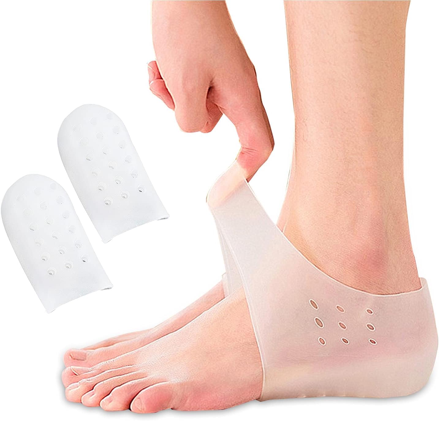 RIMCARTRIMCART 2 Pairs Invisible Height Increase Insole, Wearable Heel Cushion Inserts Shoe Soft Silicone Heel Lift Insole Leg Lengthen for Men Women,Unisex Invisible Height Increased Insoles Heel Protector 1.2 inch