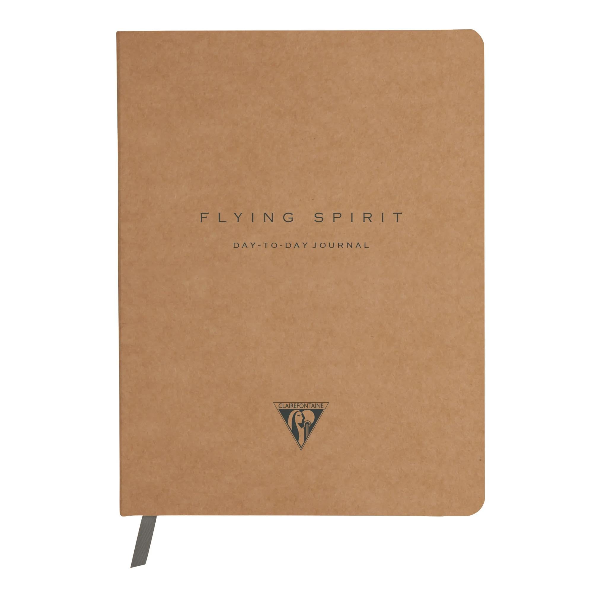 Clairefontaine - 103746C - Day-to-Day Journal 19x25cm 192 Pages Dot - Kraft Card Cover - Pocket Bookmark Elastic Flying Spirit Collection - Random Delivery