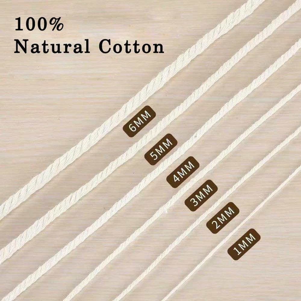 Cordon en macramé Fait Main, décoration bohème, 1/2/3/4/5/6 mm, Corde en Coton Beige torsadée, Fourniture de décoration de Mariage pour la Maison