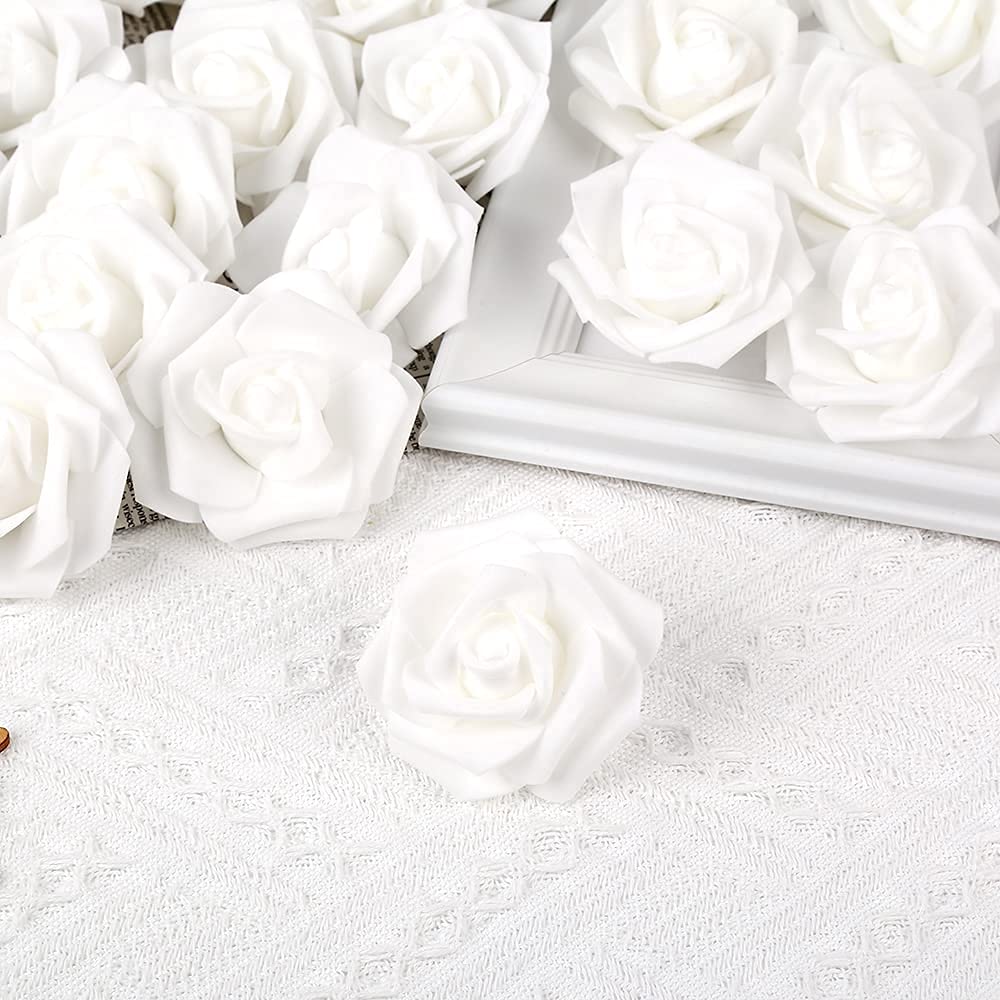 White Rose Flowers - 100 Pack for Crafts & Decor -4 White Rose Flowers - 100 Pack for Crafts & Decor -4