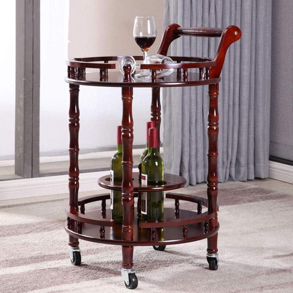 YOtat モバイルワイントロリーフードカート、ソリッドウッドフード