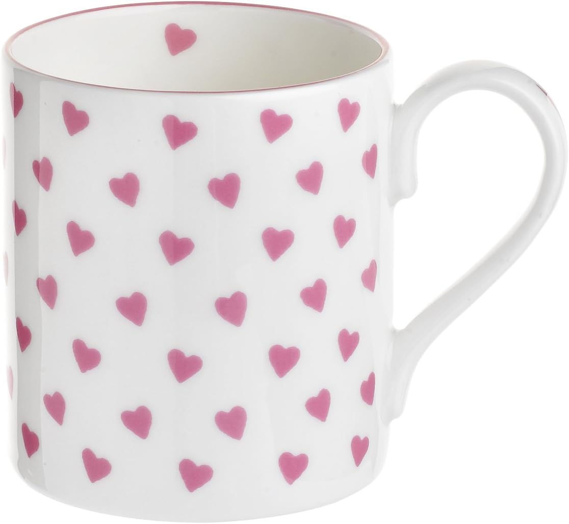 Nina Campbell Bone China Mug, Pink Hearts Design