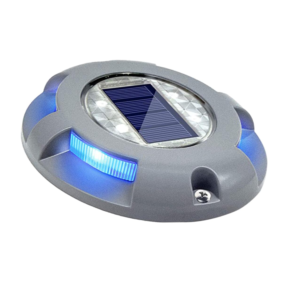 ifundom LED Ground Buried Lights Durable Aluminium Alloy Deck Lamps for Driveways and Pathways Solar Powered Crush Resistant for Outdoor Use Silver Blue Light