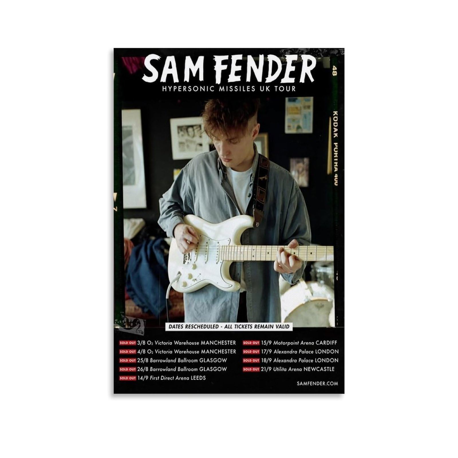 Sam-Poster, Motiv: Fender, Musik, Vintage-Poster für Zimmer, ästhetische Leinwand, Wandkunst, Schlafzimmerdekoration, 30 x 45 cm